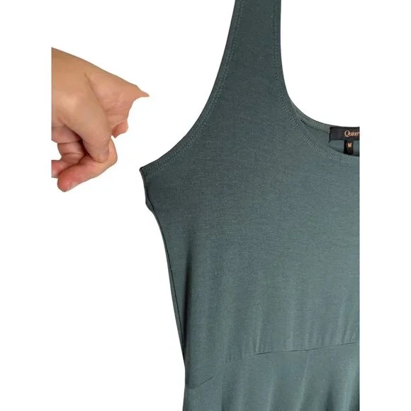 Quince Tencel Jersey Fit & Flare Dress Dark Olive-sz Medium - Picture 9 of 13